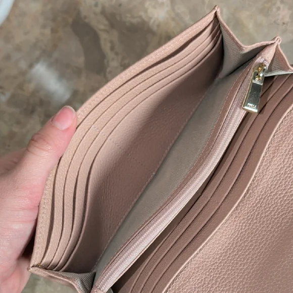 Furla Blush Leather Wallet with Gold Buckle - Picture 9 of 11